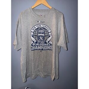 Majestic New York Yankees 2009 World Series Champions Grey T Shirt XL
